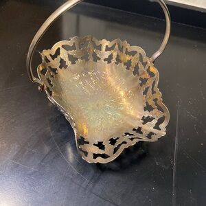 Vintage Brass Decorative Filigree Basket - Gold Tone
